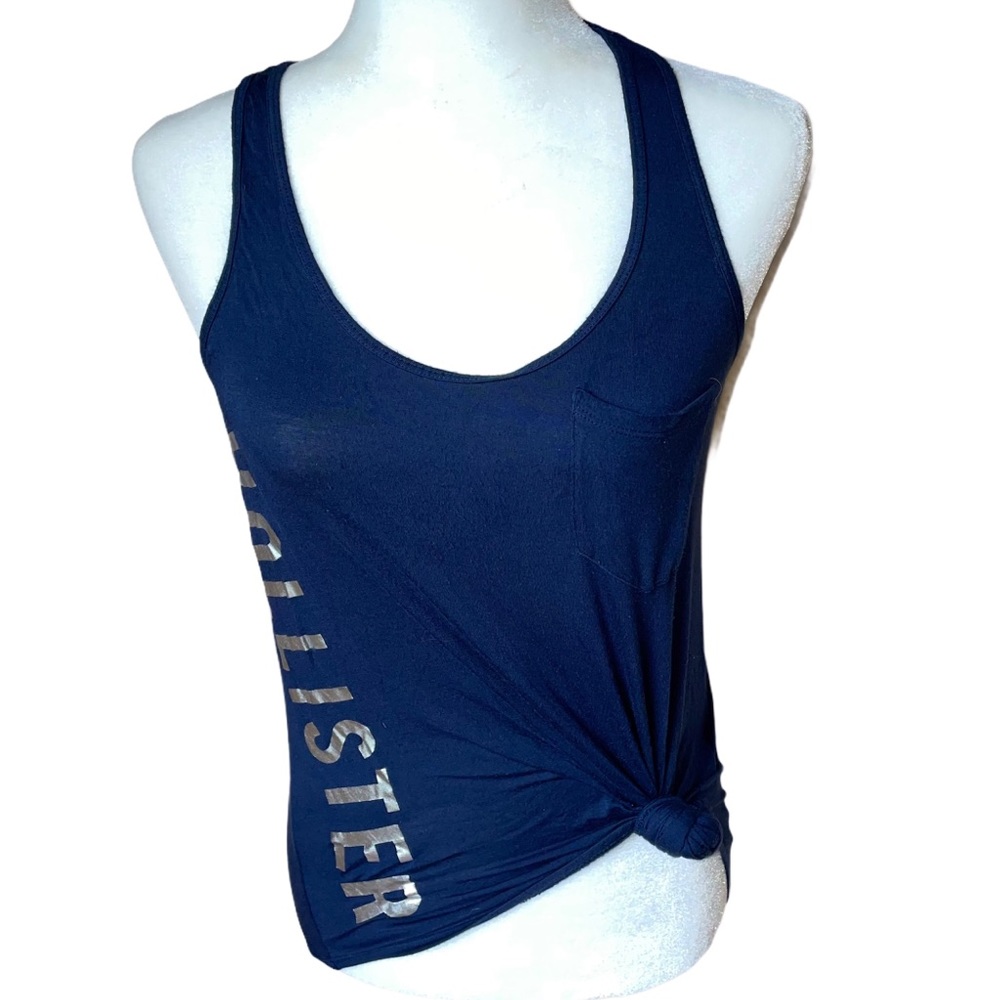 Hollister Navy Blue Logo Racerback Tank Size:Small